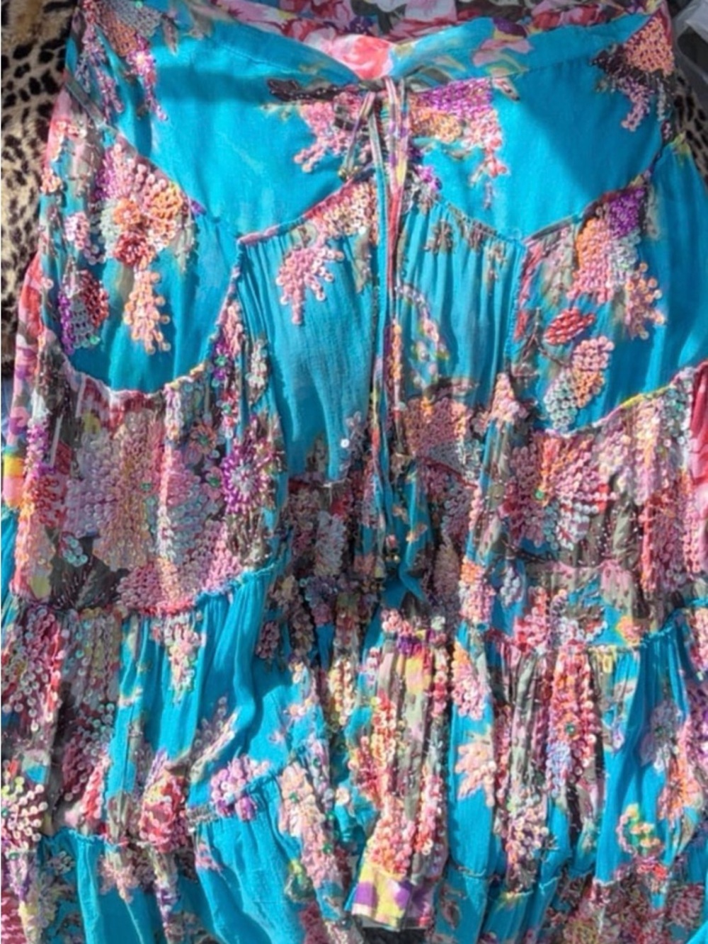 Vintage Wei peng  Floral Tiered Maxi Skirt